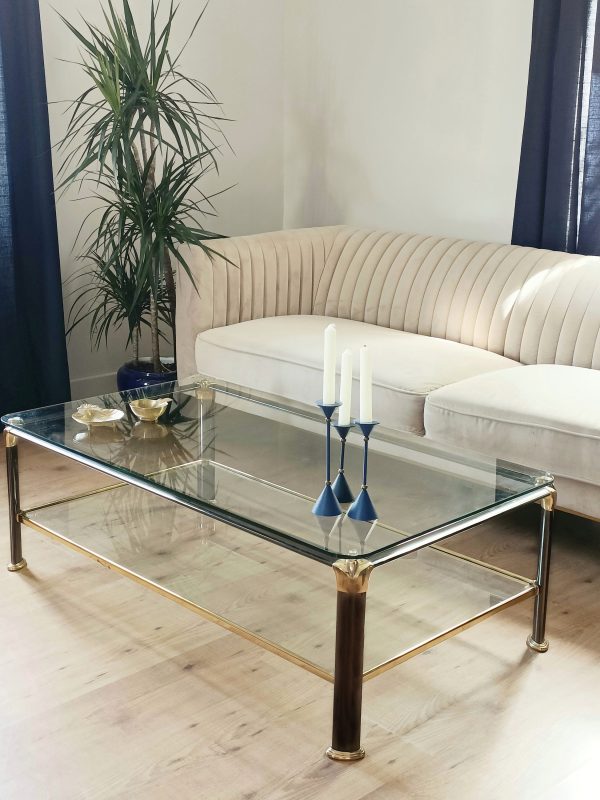Table basse en verre années 70-80