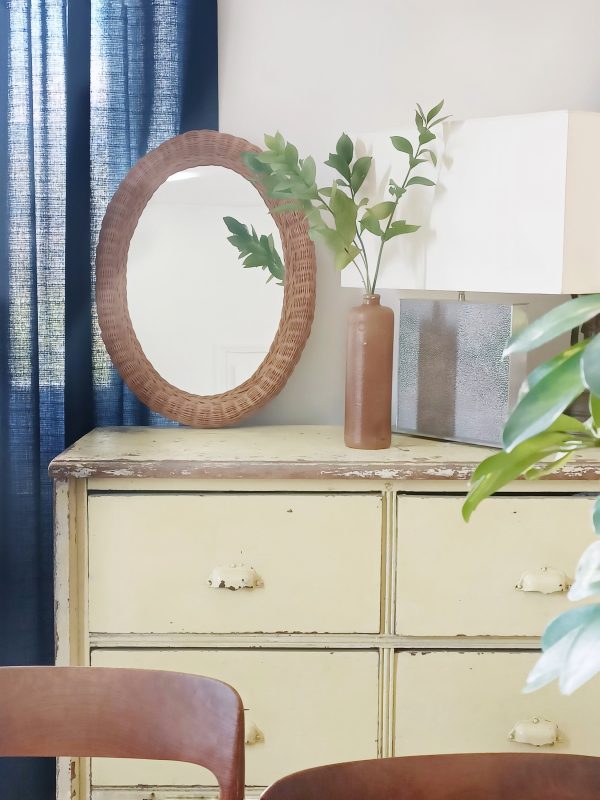(Réservé Clém) Ancien miroir en osier – Image 3