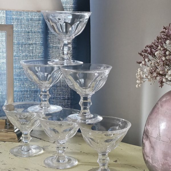 Service de 6 coupes à champagne en cristal
