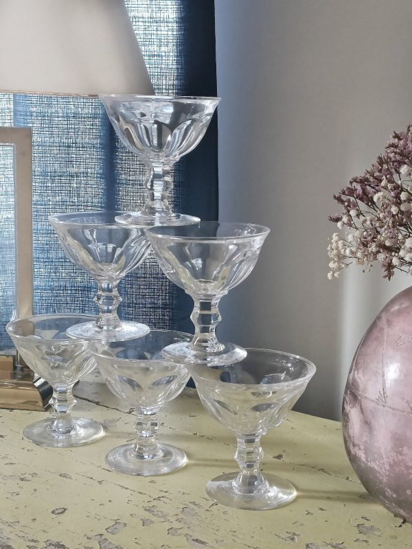 Service de 6 coupes à champagne en cristal