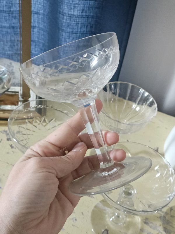 Set de 6 coupes à champagne dépareillées en cristal – Image 2