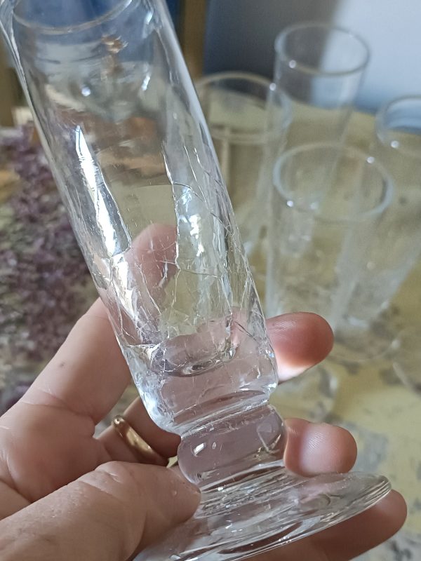 Service de 6 flûtes à champagne en verre craquelé – Image 6