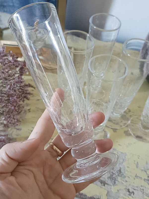 Service de 6 flûtes à champagne en verre craquelé – Image 3