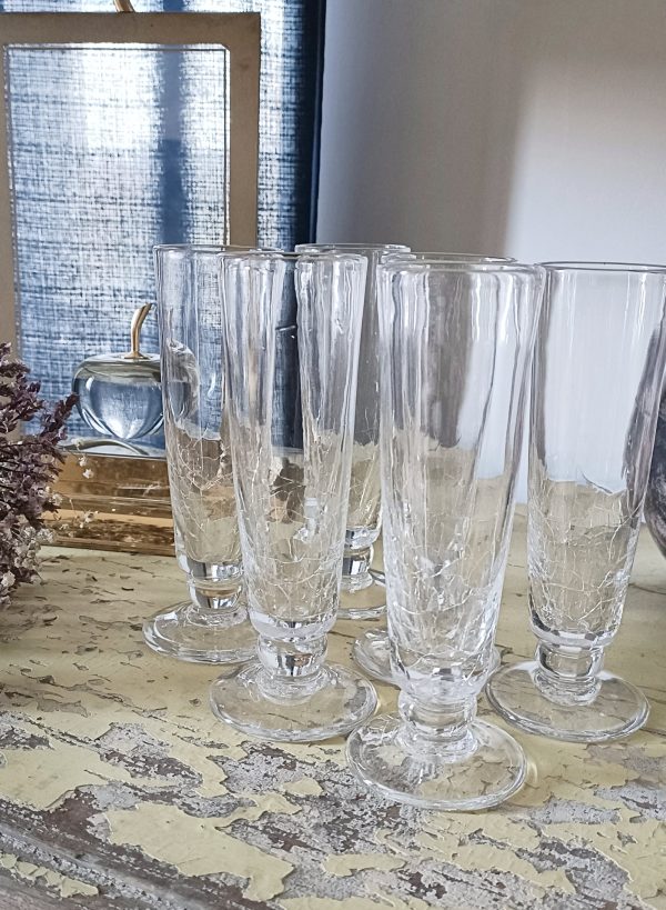 Service de 6 flûtes à champagne en verre craquelé – Image 4