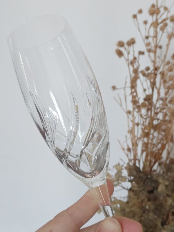 6 flûtes à champagne en cristal ciselé – Image 3