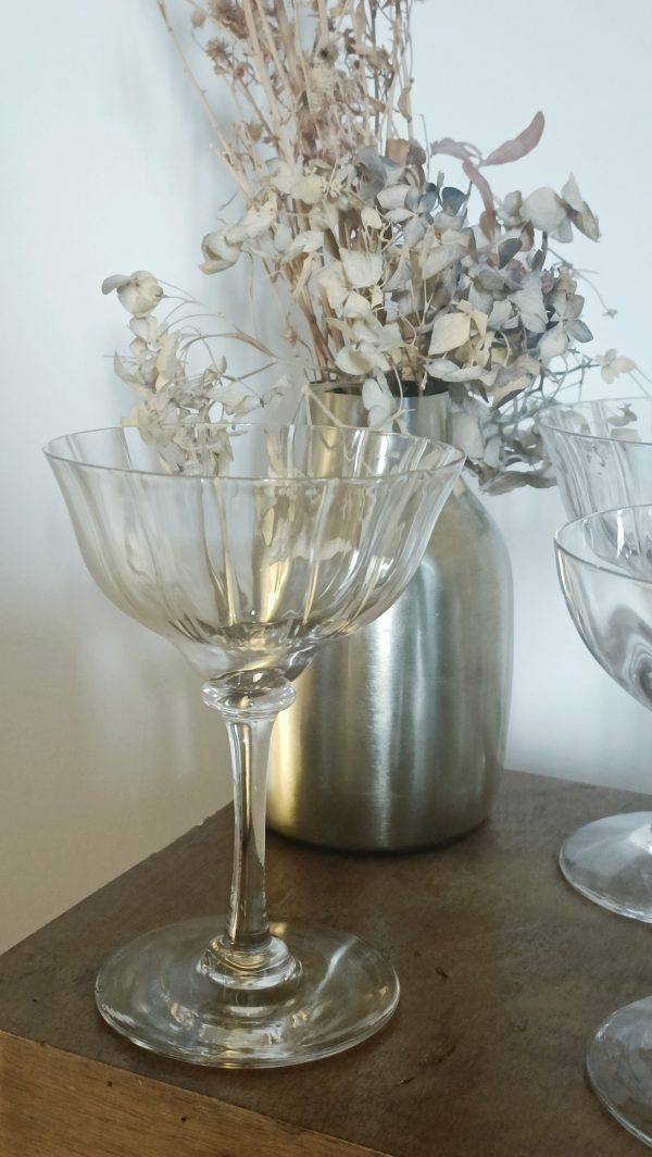 Service de 6 coupes à champagne dépareillées en cristal – Image 3