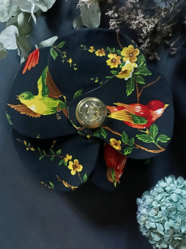 Applique fleur "Soir au  jardin" bleue marine