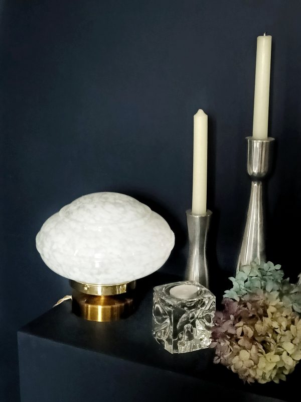 Lampe à poser globe blanc XL verre de Clichy