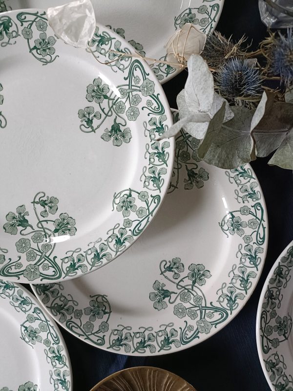 Ensemble de 6 assiettes à dessert "Capucines" vertes BFK – Image 5