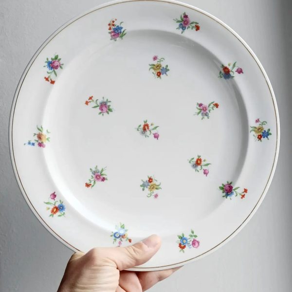 Set de 6 grandes assiettes plates "Liberty" porcelaine Raynaud