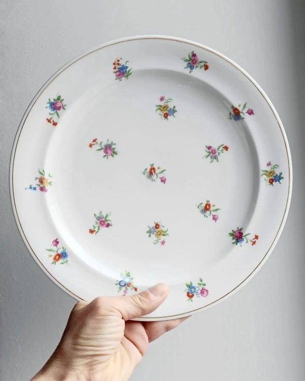 Set de 6 grandes assiettes plates "Liberty" porcelaine Raynaud