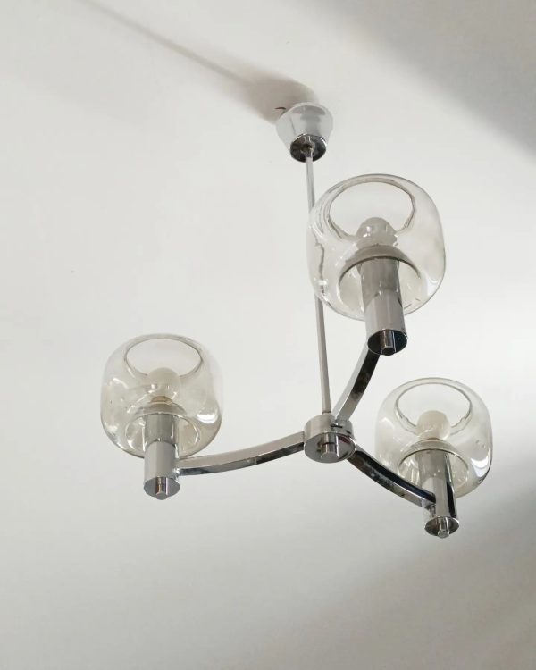 Lustre chrome 3 feux années 70 – Image 4