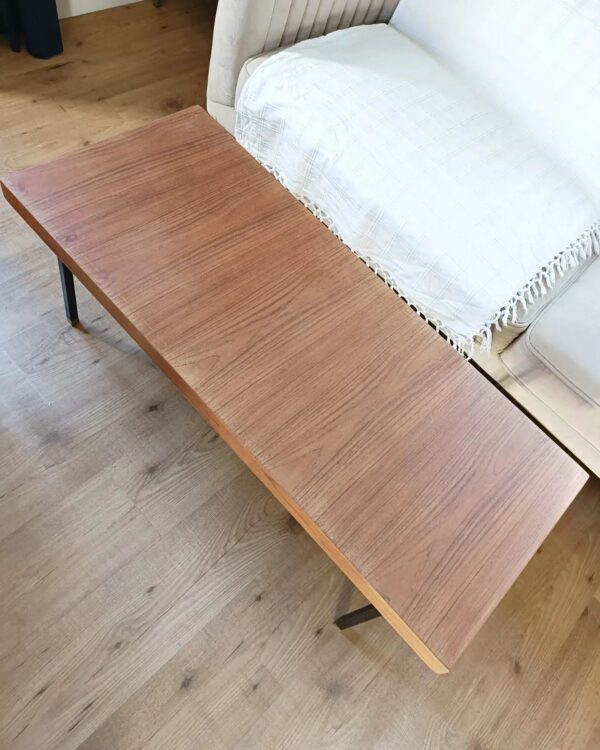 Table basse minimaliste teck et métal Paul Geoffroy pour Roche Bobois – Image 7