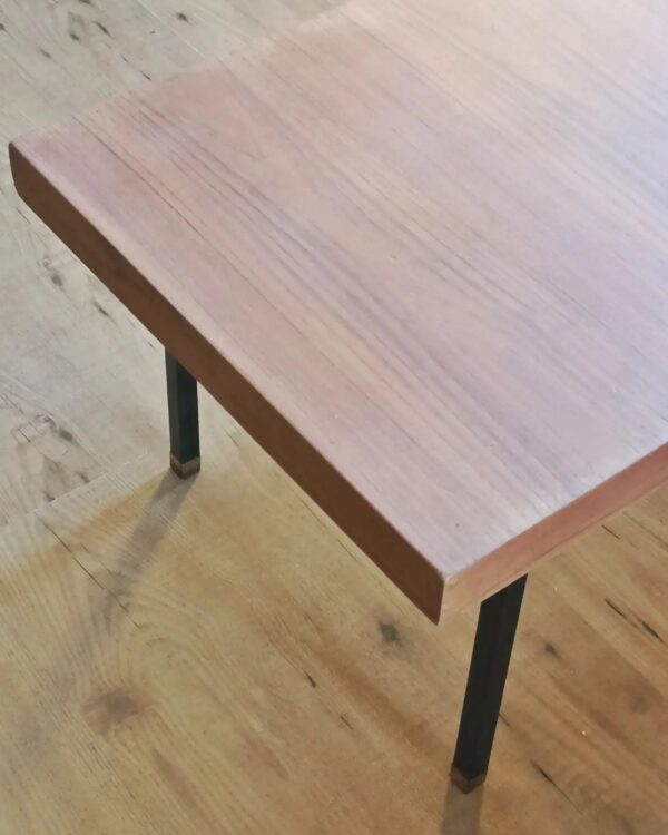 Table basse minimaliste teck et métal Paul Geoffroy pour Roche Bobois – Image 6