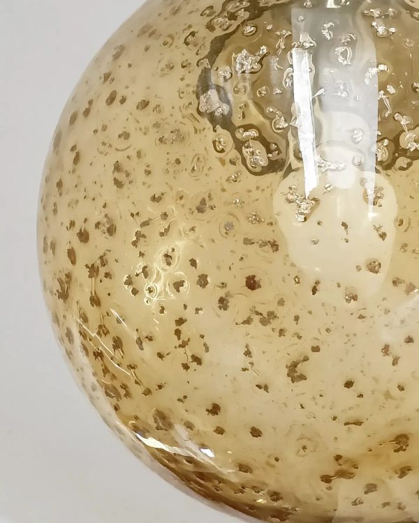 Grande suspension globe verre bullé ambré – Image 3