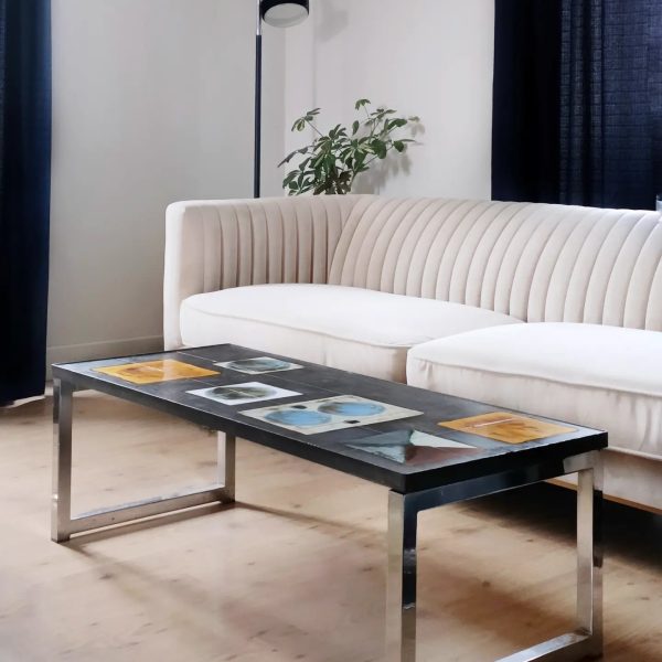 Table basse chrome et céramique "BELARTI"