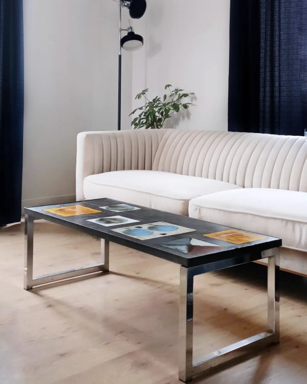 Table basse chrome et céramique "BELARTI"