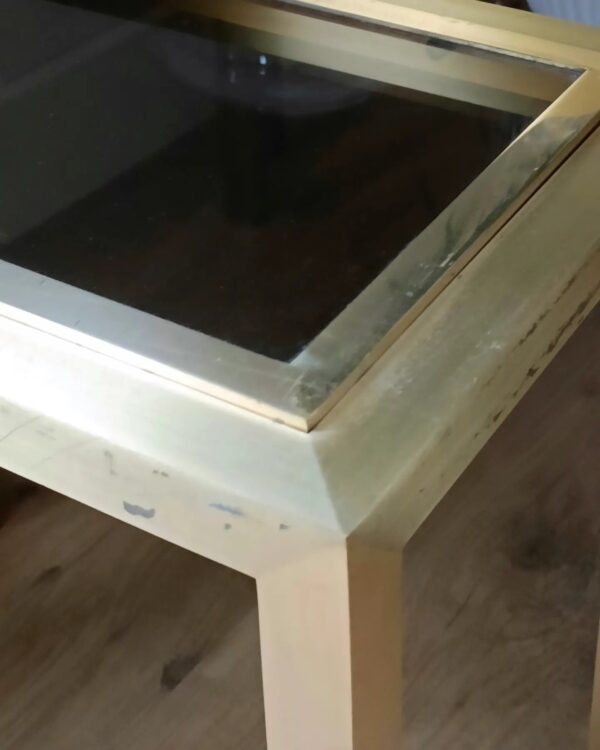 Ensemble tables gigognes métal brossé doré années 70 – Image 8