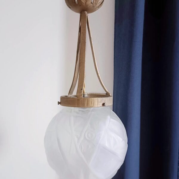 Suspension globe verre années 30