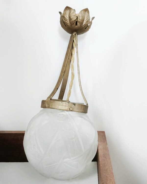 Suspension globe verre années 30 – Image 4