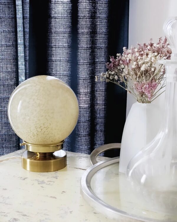 Lampe à poser globe verre de clichy jaune pâle – Image 3