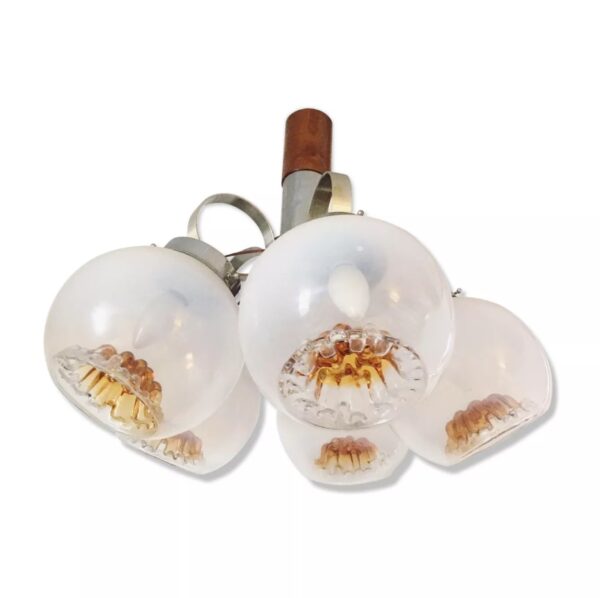 Lustre chrome et globes en verre de Murano, Mazzega – Image 4