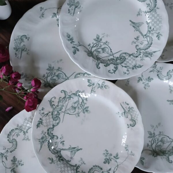 Lot de 6 assiettes à dessert Gien 19e siècle