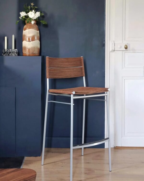 Duo de tabourets italiens en cuir, modèle Miss B par Tito Agnoli – Image 2