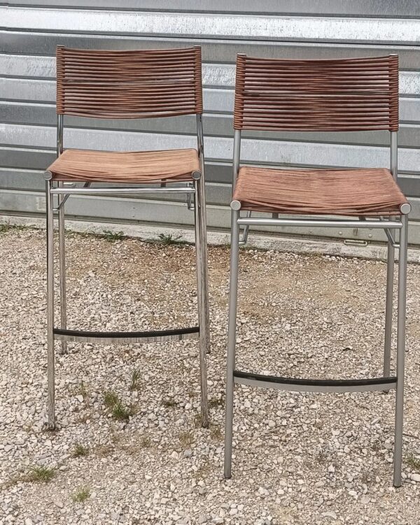 Duo de tabourets italiens en cuir, modèle Miss B par Tito Agnoli – Image 7