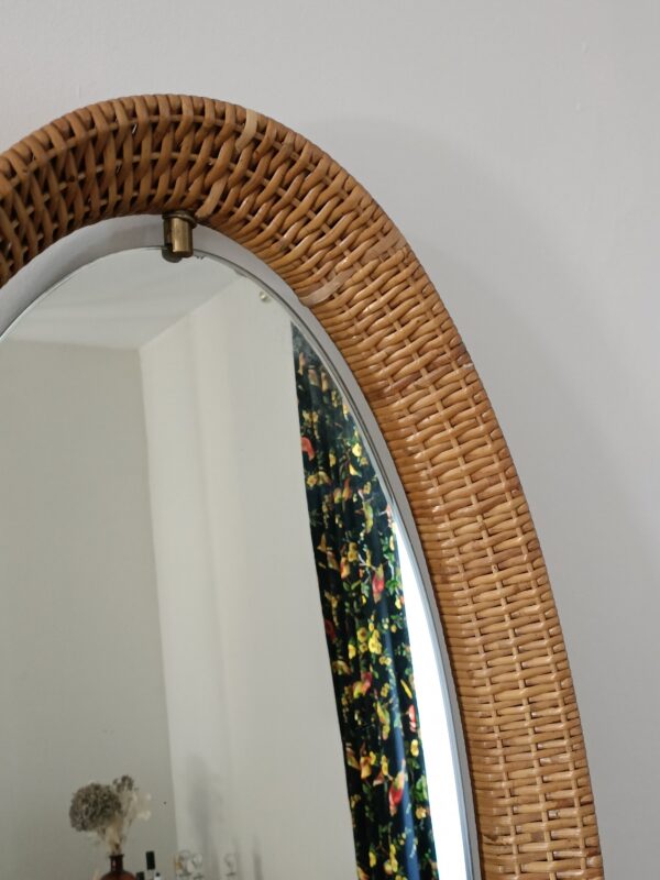 Miroir italien rotin et laiton années 50 – Image 5