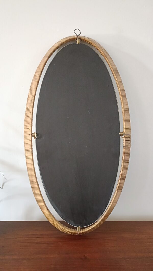 Miroir italien rotin et laiton années 50 – Image 4
