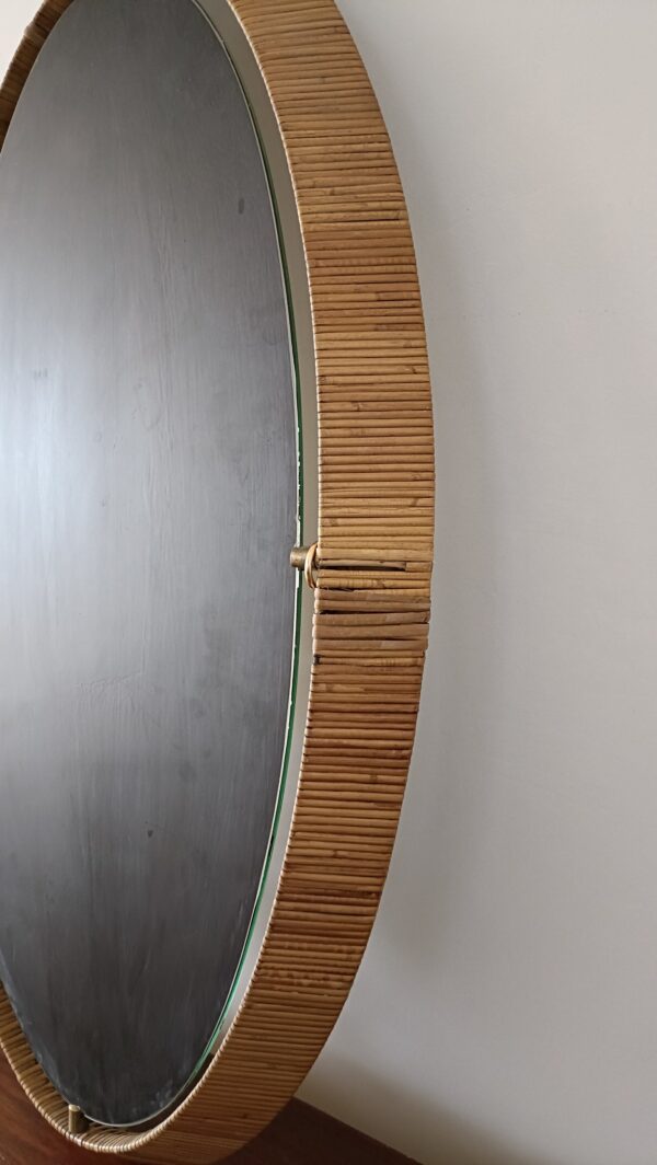 Miroir italien rotin et laiton années 50 – Image 8