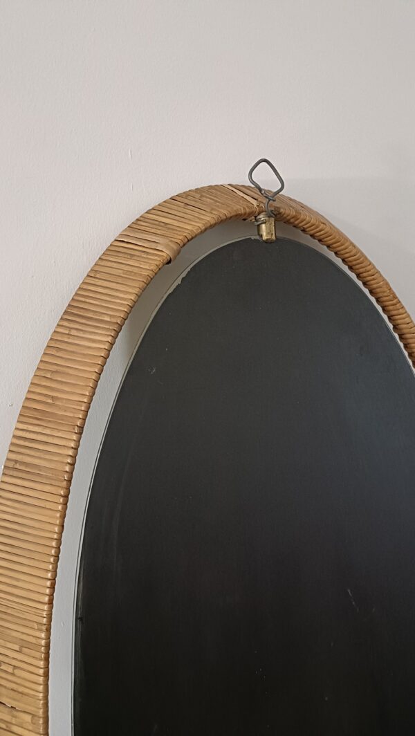 Miroir italien rotin et laiton années 50 – Image 6