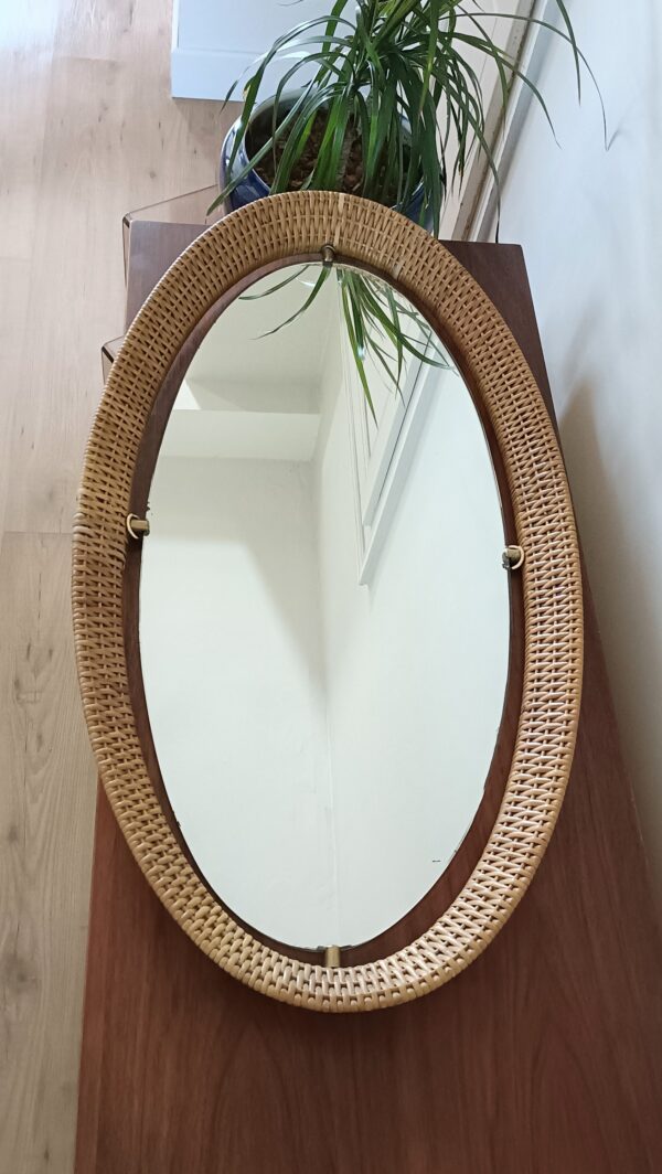 Miroir italien rotin et laiton années 50 – Image 7