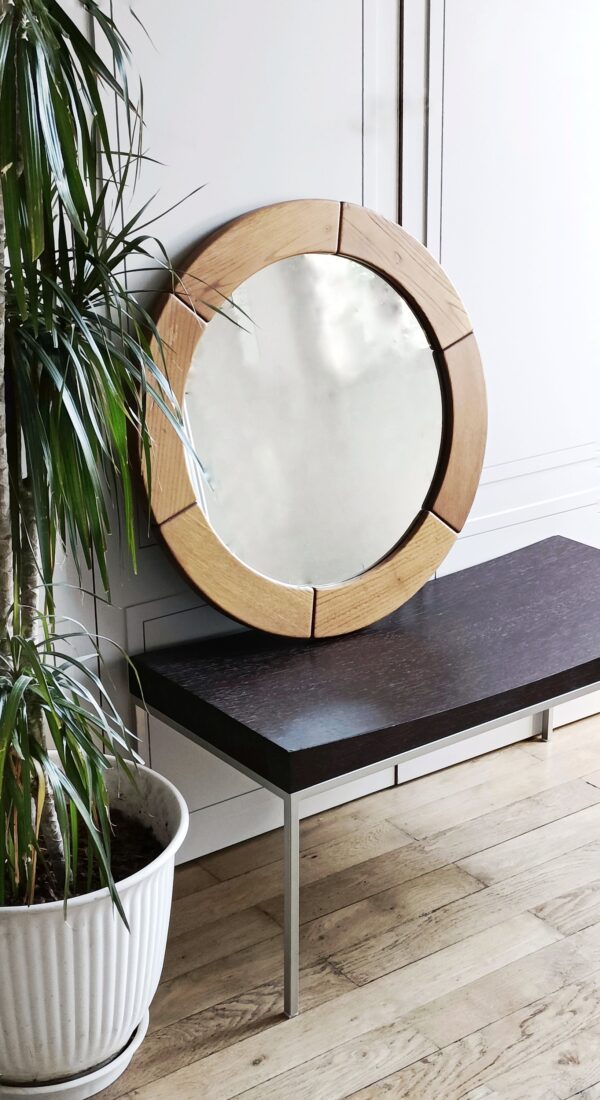 Miroir rond bois massif – Image 7