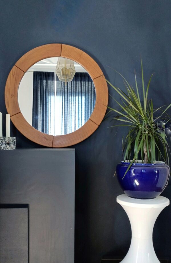 Miroir rond bois massif