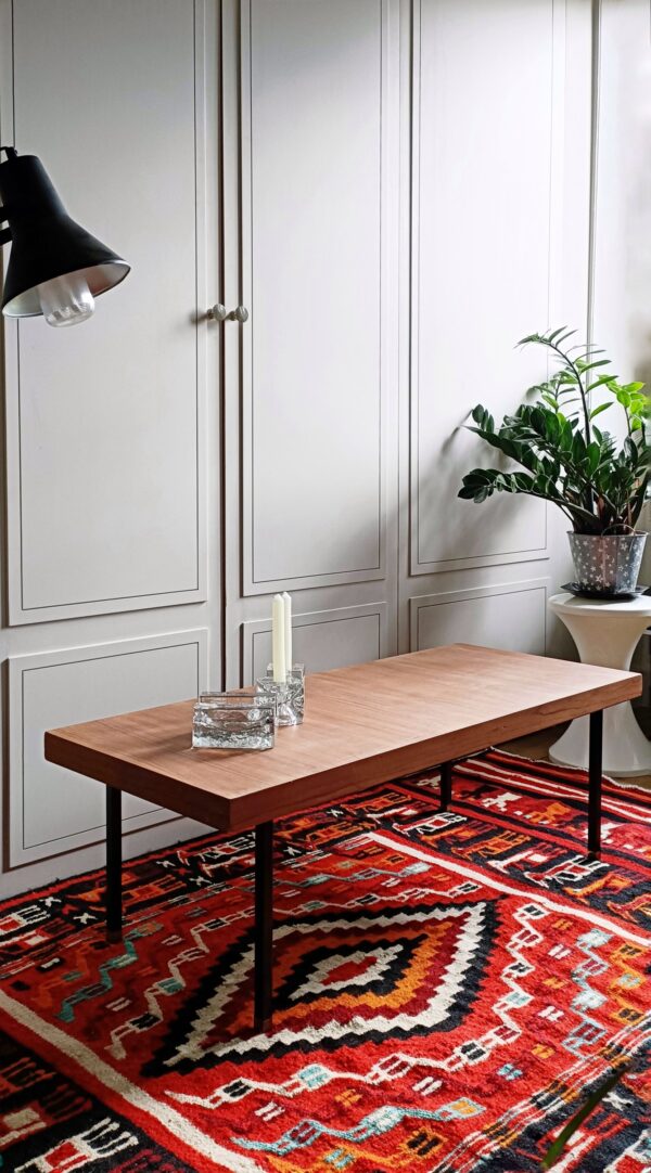 Table basse minimaliste teck et métal Paul Geoffroy pour Roche Bobois – Image 11