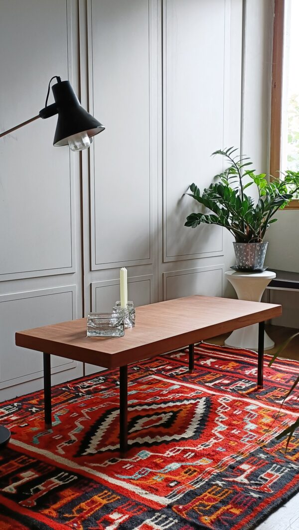 Table basse minimaliste teck et métal Paul Geoffroy pour Roche Bobois