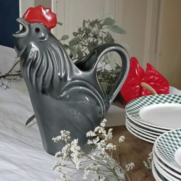 Pichet barbotine coq vintage