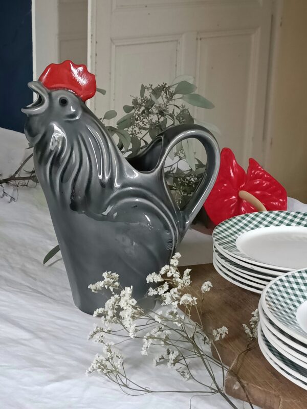 Pichet barbotine coq vintage