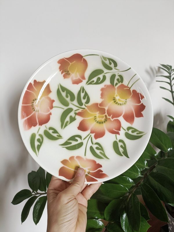 Réservée - Set de 6 assiettes plates fleuries vintage – Image 2