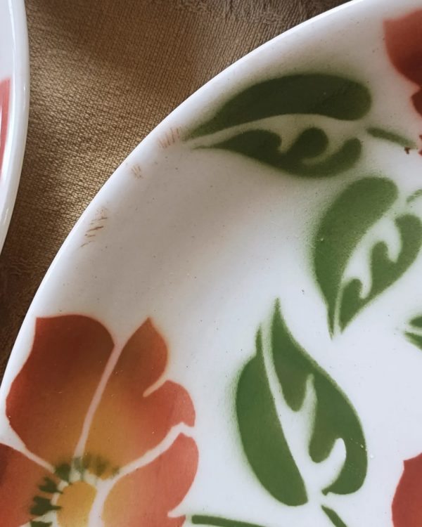 Réservée - Set de 6 assiettes plates fleuries vintage – Image 4