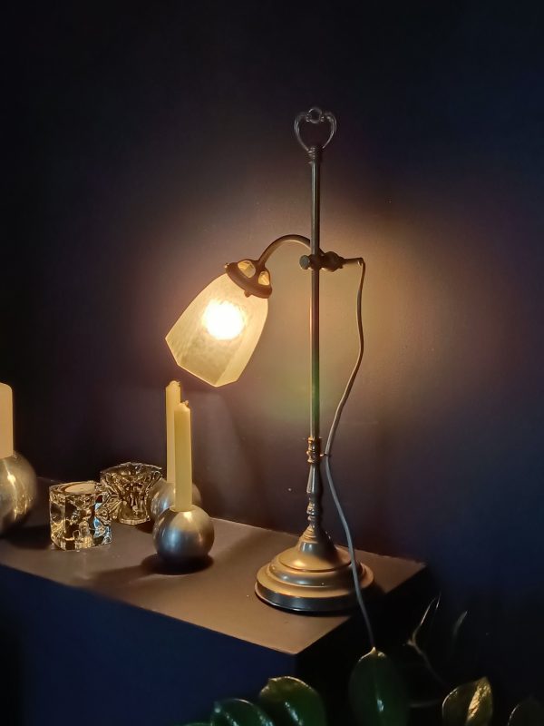 Grande lampe col de cygne tulipe pâte de verre – Image 3