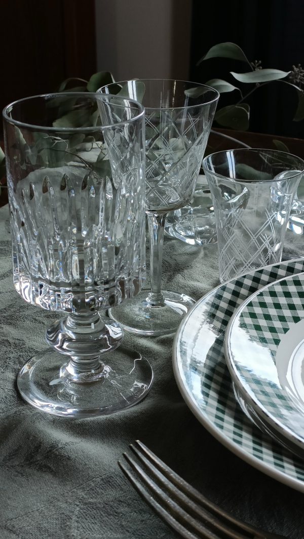 Set de 6 anciens petits verres à eau en verre gravé – Image 5