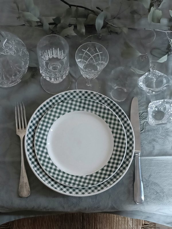 Lot de 6 assiettes plates décor Vichy