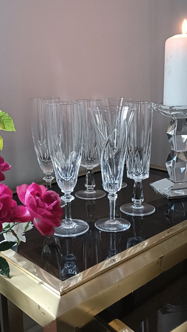 Ensemble de 6 prestigieuses flûtes à champagne en cristal