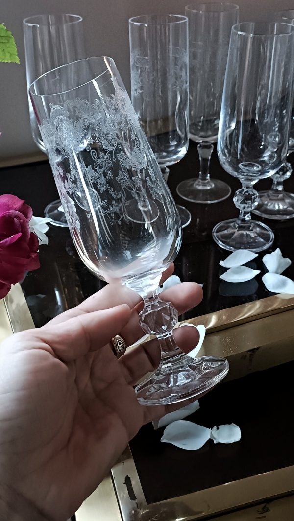 Ensemble dépareillé de 6 flûtes en cristal – Image 6