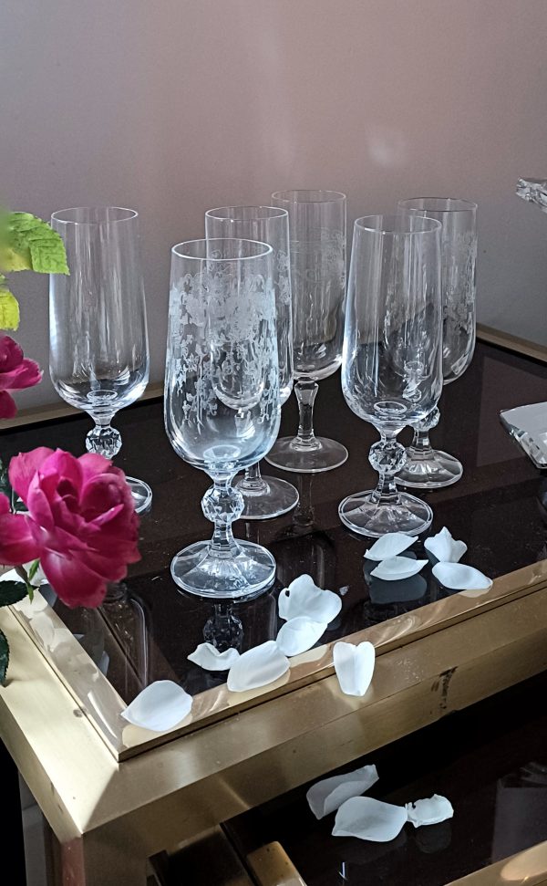Ensemble dépareillé de 6 flûtes en cristal – Image 2