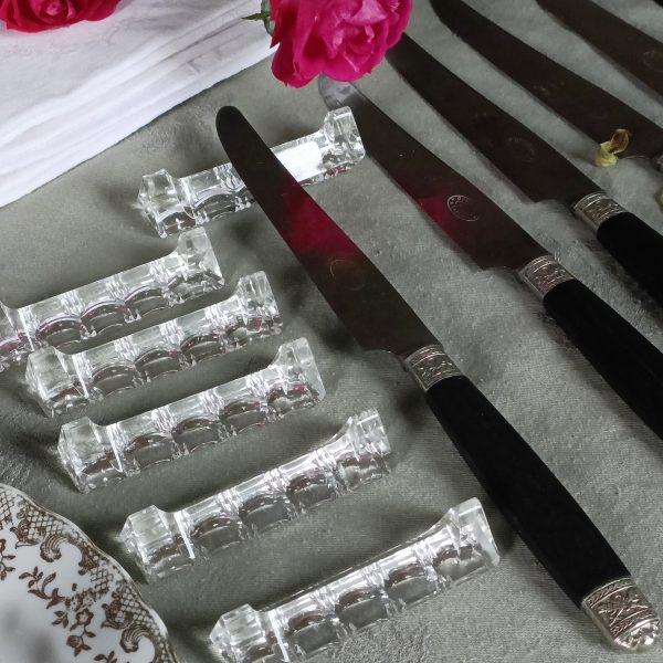 Ensemble de 6 porte-couteaux en cristal
