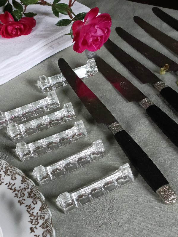 Ensemble de 6 porte-couteaux en cristal
